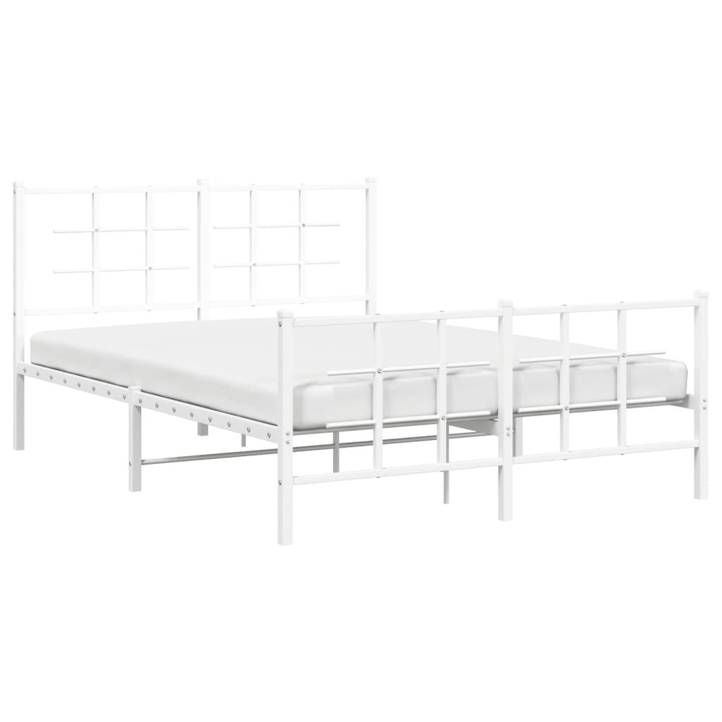 Bedframe met hoofd- en voeteneinde metaal wit 135x190 cm is nu te koop bij PeponiXL, paradijselijk wonen!