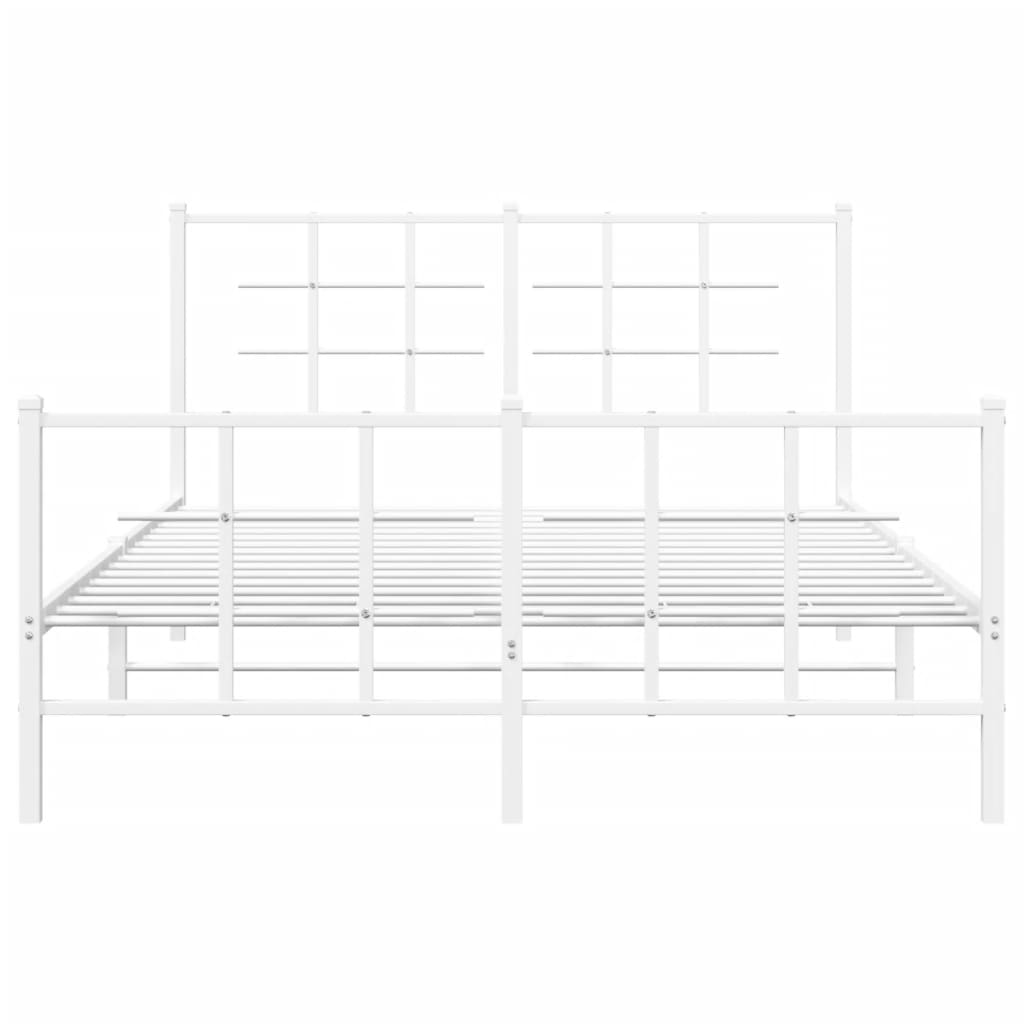 Bedframe met hoofd- en voeteneinde metaal wit 135x190 cm is nu te koop bij PeponiXL, paradijselijk wonen!