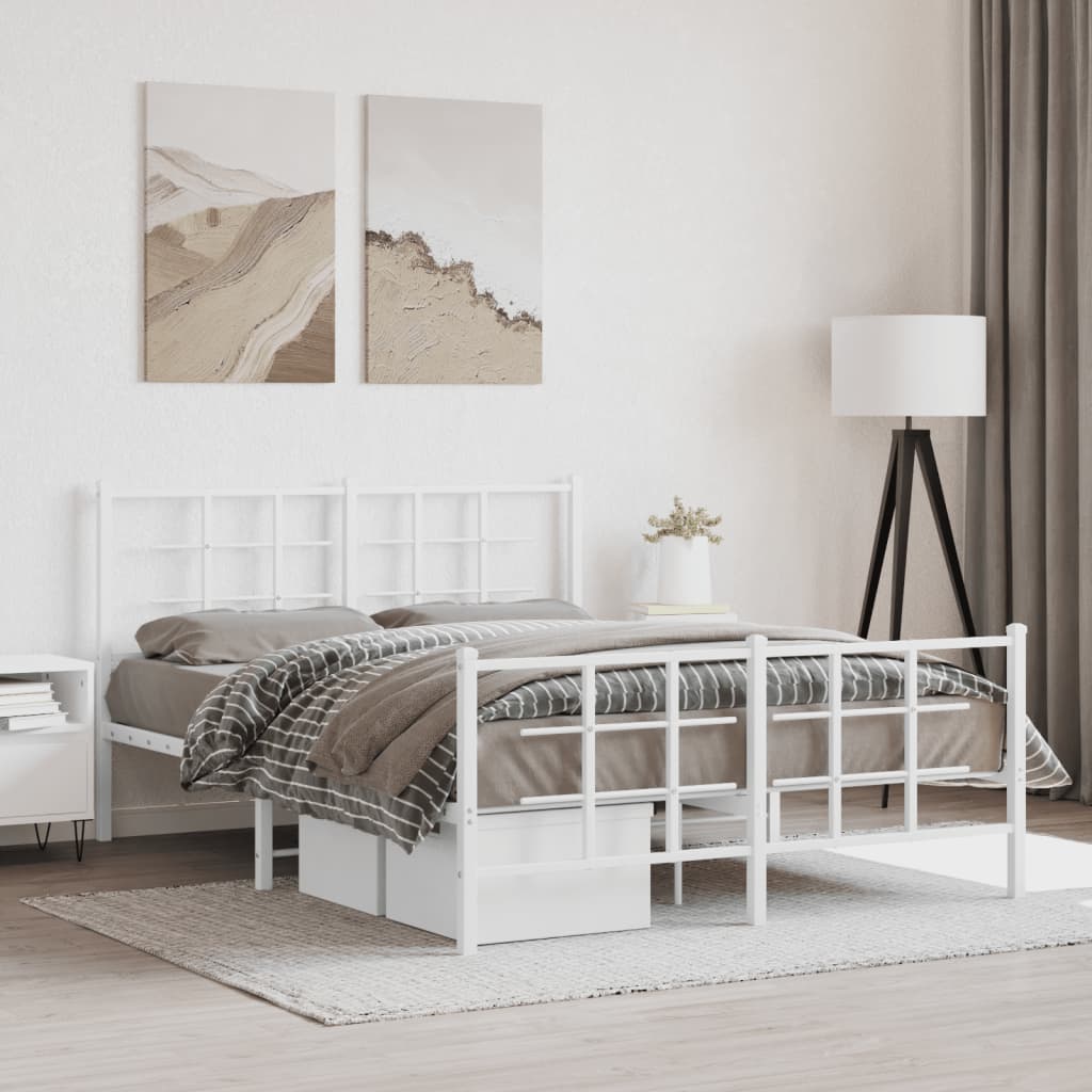 Bedframe met hoofd- en voeteneinde metaal wit 140x190 cm is nu te koop bij PeponiXL, paradijselijk wonen!