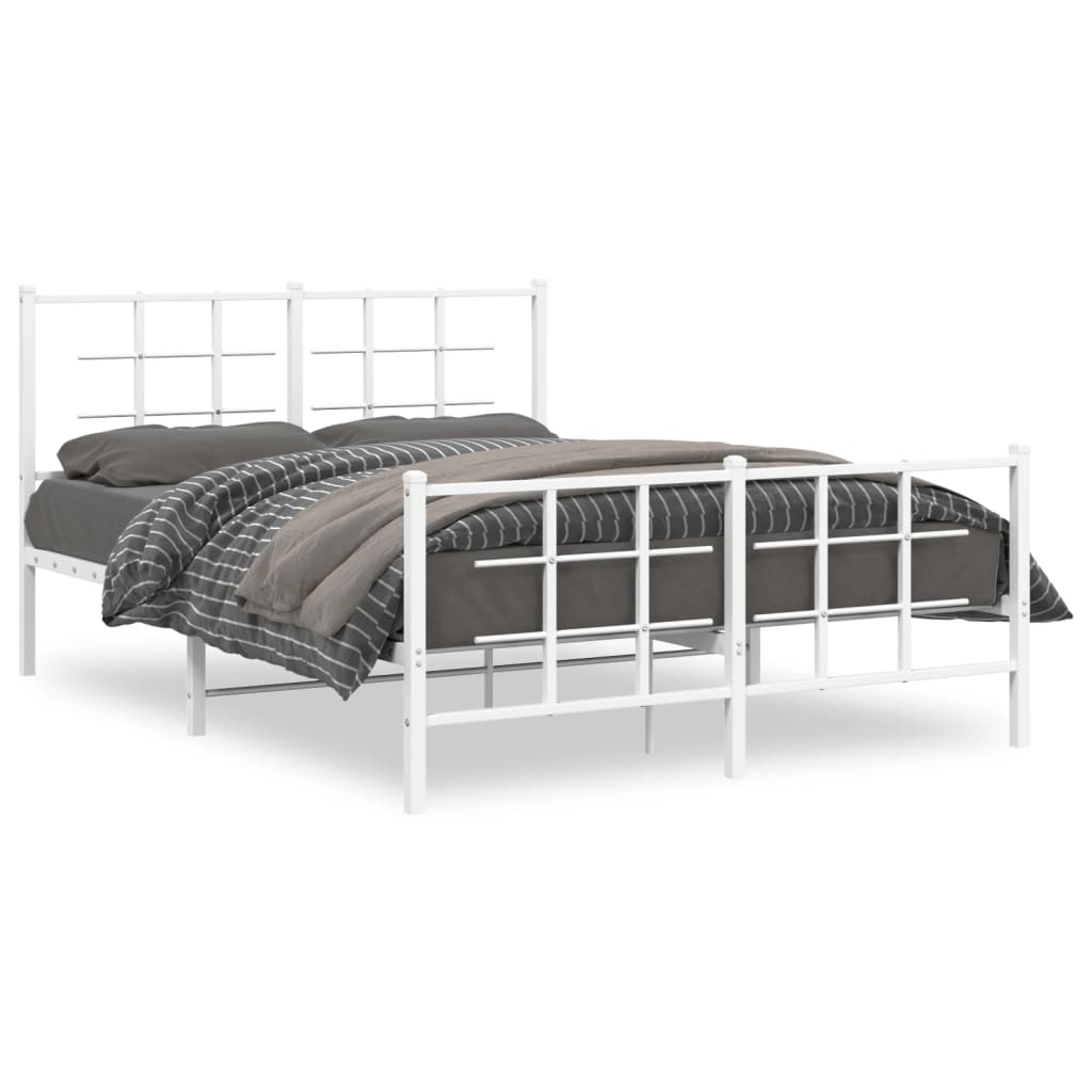 Bedframe met hoofd- en voeteneinde metaal wit 140x190 cm is nu te koop bij PeponiXL, paradijselijk wonen!