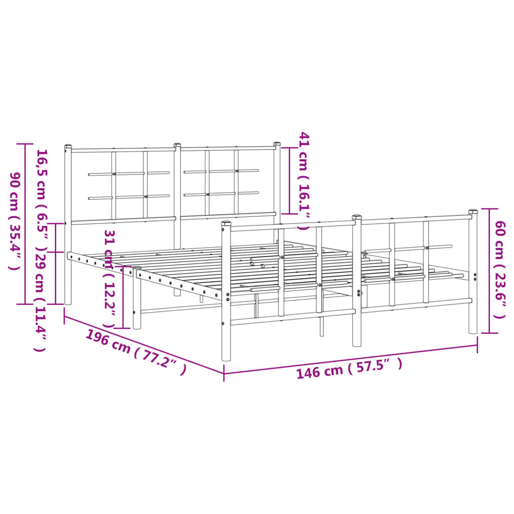 Bedframe met hoofd- en voeteneinde metaal wit 140x190 cm is nu te koop bij PeponiXL, paradijselijk wonen!