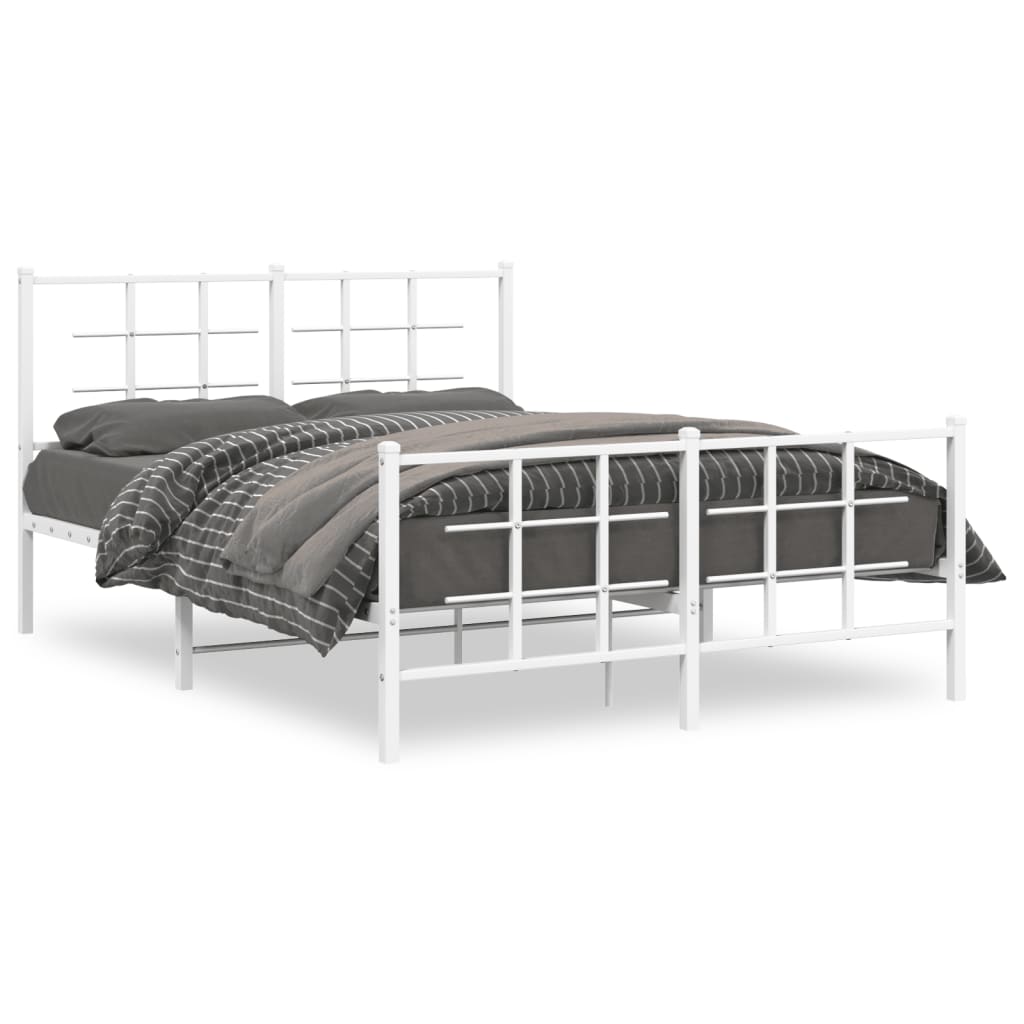 Bedframe met hoofd- en voeteneinde metaal wit 140x190 cm is nu te koop bij PeponiXL, paradijselijk wonen!