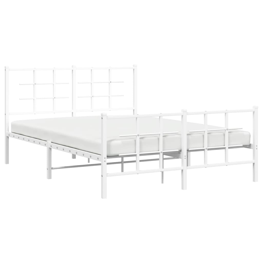 Bedframe met hoofd- en voeteneinde metaal wit 140x200 cm is nu te koop bij PeponiXL, paradijselijk wonen!