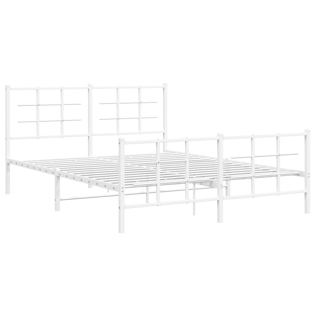 Bedframe met hoofd- en voeteneinde metaal wit 150x200 cm is nu te koop bij PeponiXL, paradijselijk wonen!