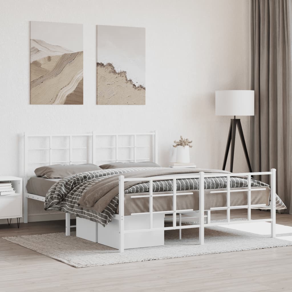 Bedframe met hoofd- en voeteneinde metaal wit 150x200 cm is nu te koop bij PeponiXL, paradijselijk wonen!