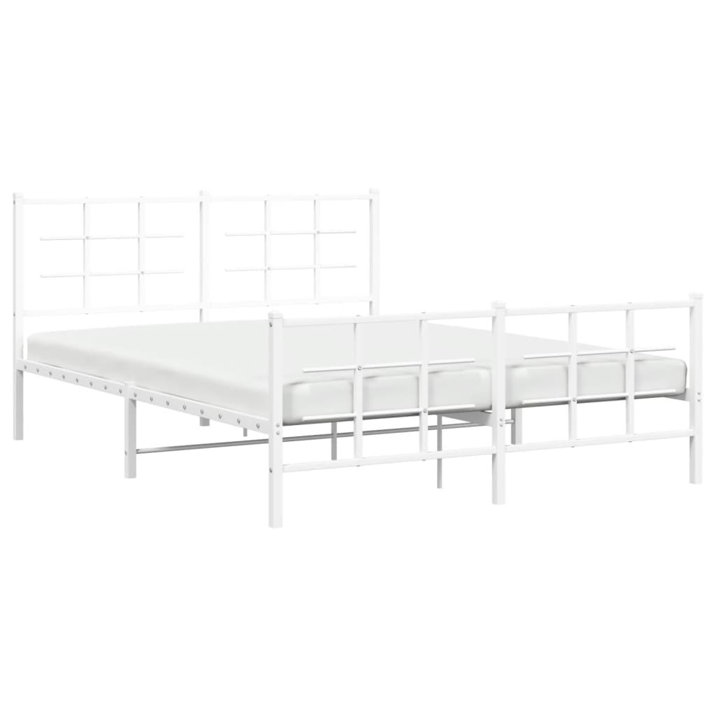 Bedframe met hoofd- en voeteneinde metaal wit 150x200 cm is nu te koop bij PeponiXL, paradijselijk wonen!