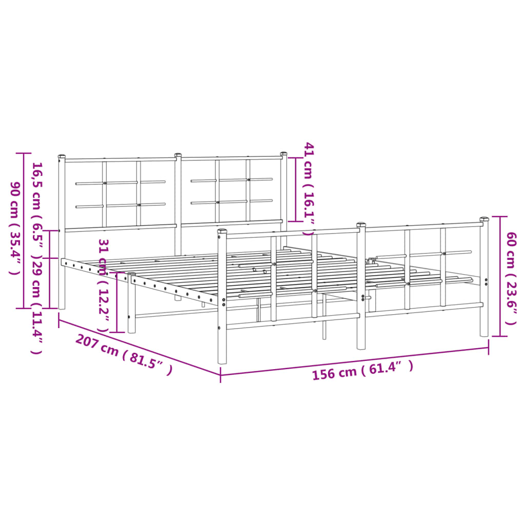 Bedframe met hoofd- en voeteneinde metaal wit 150x200 cm is nu te koop bij PeponiXL, paradijselijk wonen!