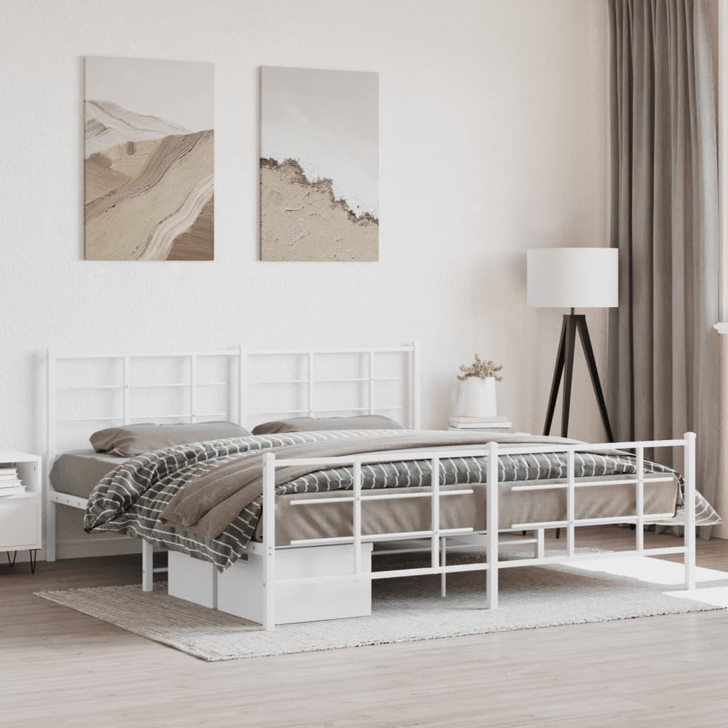 Bedframe met hoofd- en voeteneinde metaal wit 183x213 cm is nu te koop bij PeponiXL, paradijselijk wonen!