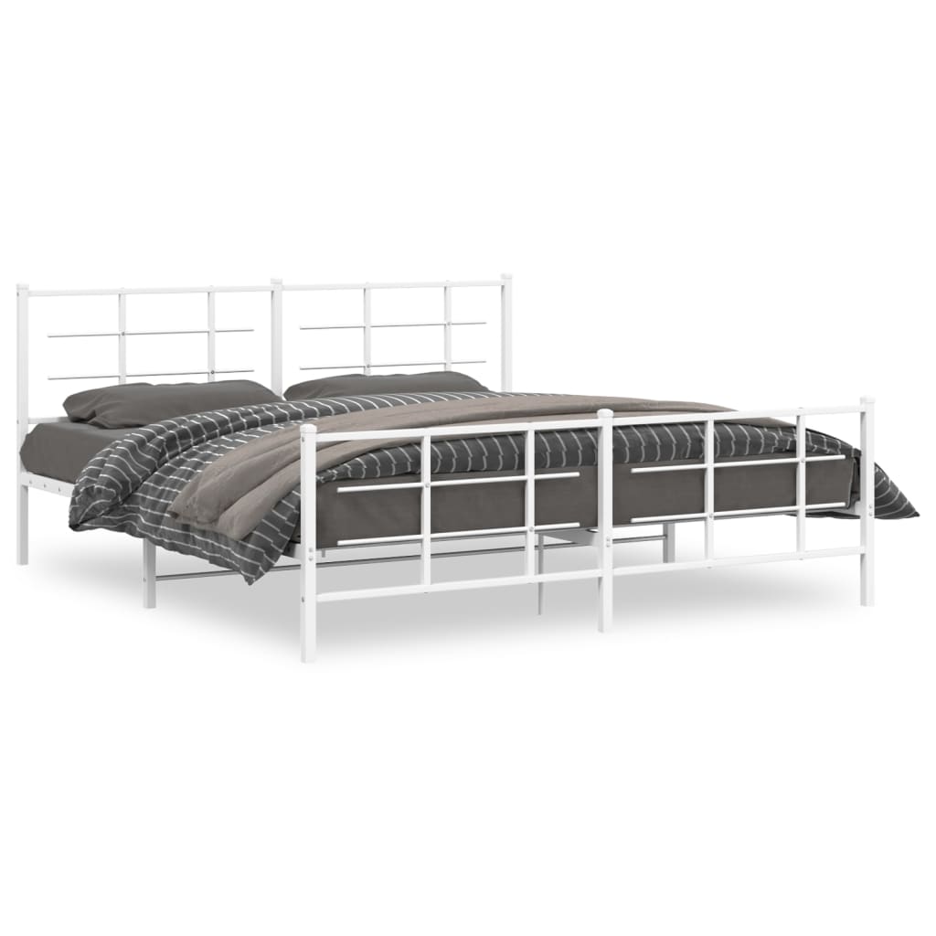 Bedframe met hoofd- en voeteneinde metaal wit 183x213 cm is nu te koop bij PeponiXL, paradijselijk wonen!