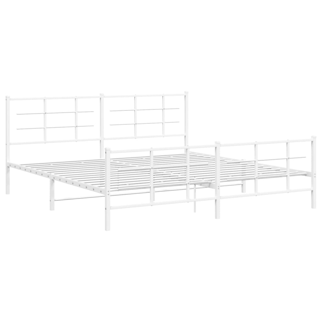 Bedframe met hoofd- en voeteneinde metaal wit 193x203 cm is nu te koop bij PeponiXL, paradijselijk wonen!