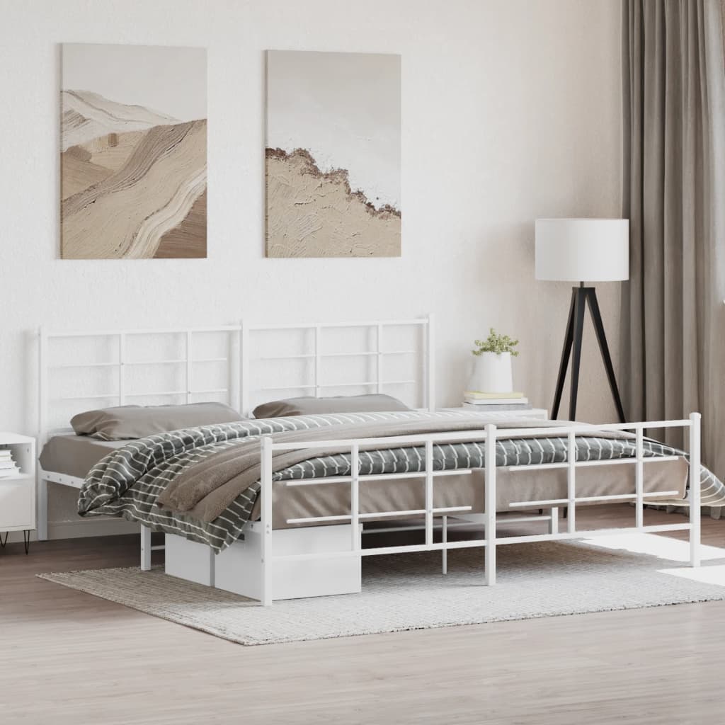 Bedframe met hoofd- en voeteneinde metaal wit 193x203 cm is nu te koop bij PeponiXL, paradijselijk wonen!
