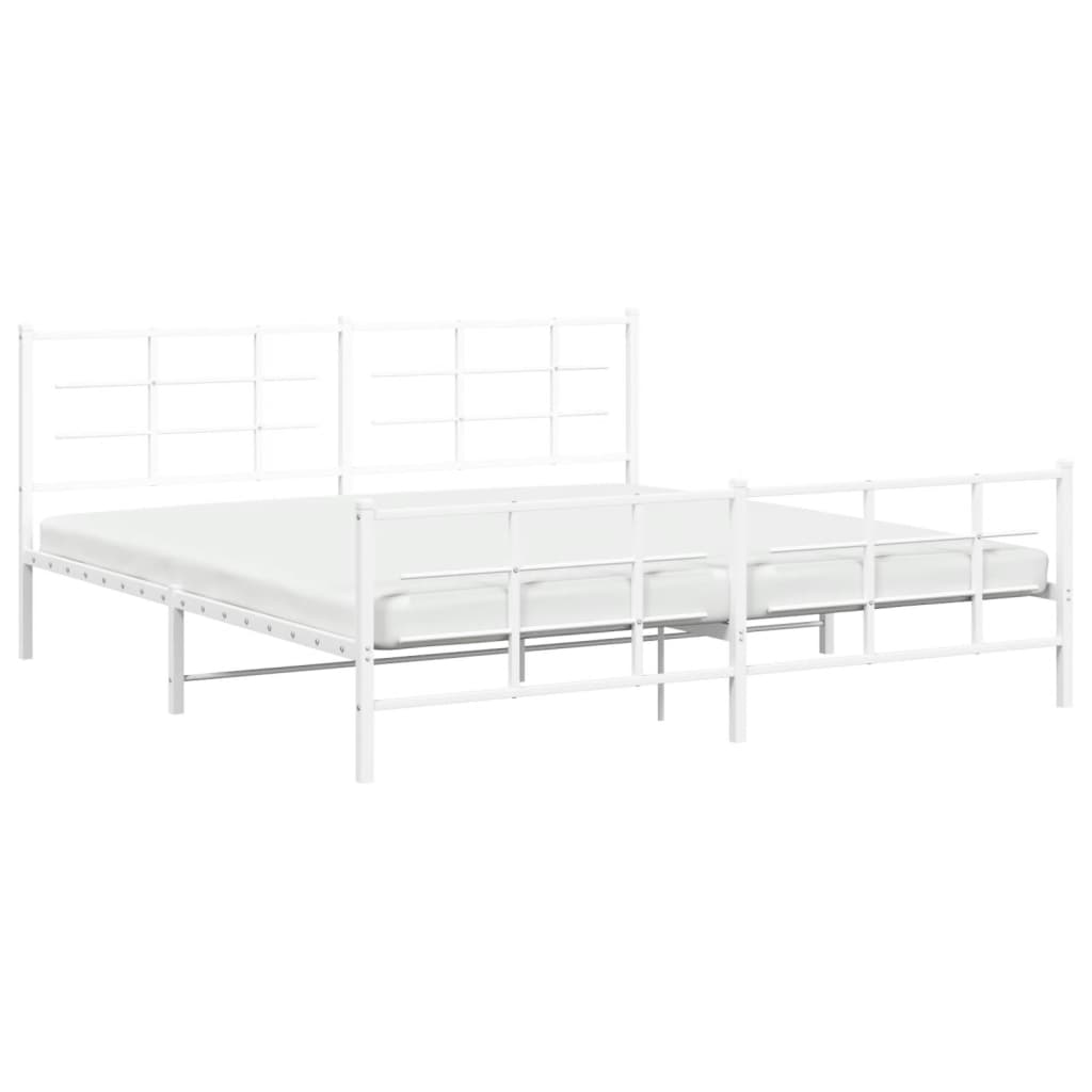 Bedframe met hoofd- en voeteneinde metaal wit 193x203 cm is nu te koop bij PeponiXL, paradijselijk wonen!