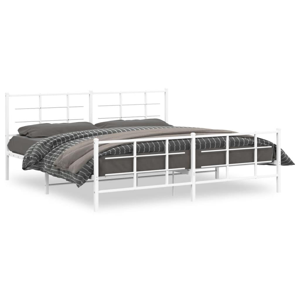 Bedframe met hoofd- en voeteneinde metaal wit 193x203 cm is nu te koop bij PeponiXL, paradijselijk wonen!