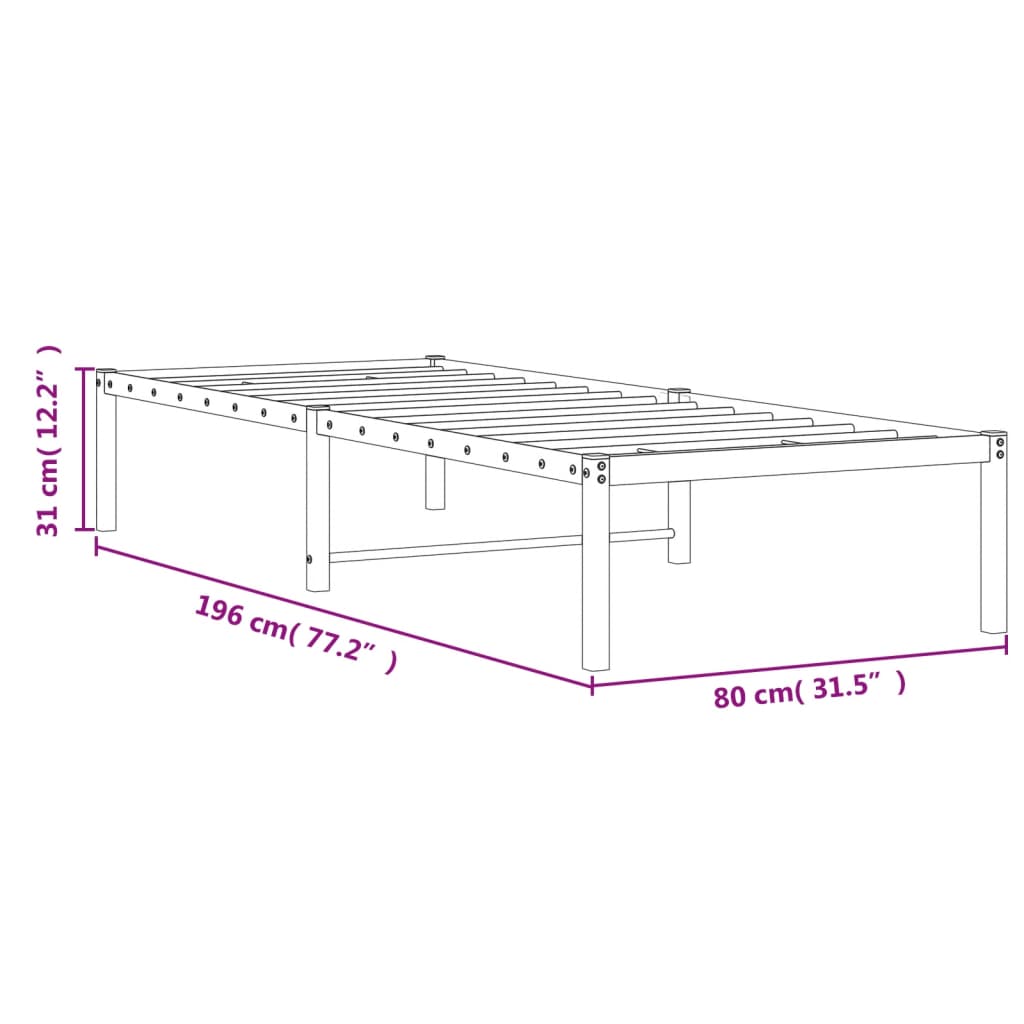 Bedframe metaal wit 75 x 190 cm is nu te koop bij PeponiXL, paradijselijk wonen!