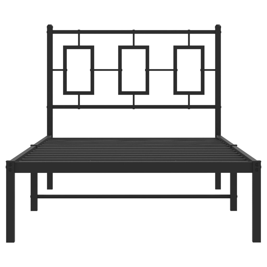 Bedframe met hoofdbord metaal zwart 90x190 cm is nu te koop bij PeponiXL, paradijselijk wonen!