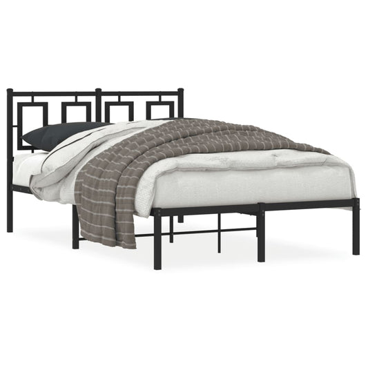 Bedframe met hoofdbord metaal zwart 120x190 cm is nu te koop bij PeponiXL, paradijselijk wonen!