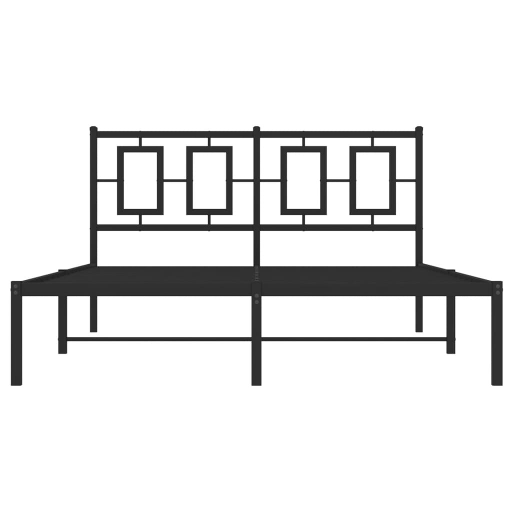 Bedframe met hoofdbord metaal zwart 135x190 cm is nu te koop bij PeponiXL, paradijselijk wonen!