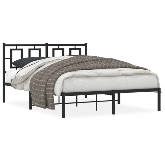 Bedframe met hoofdbord metaal zwart 140x200 cm is nu te koop bij PeponiXL, paradijselijk wonen!