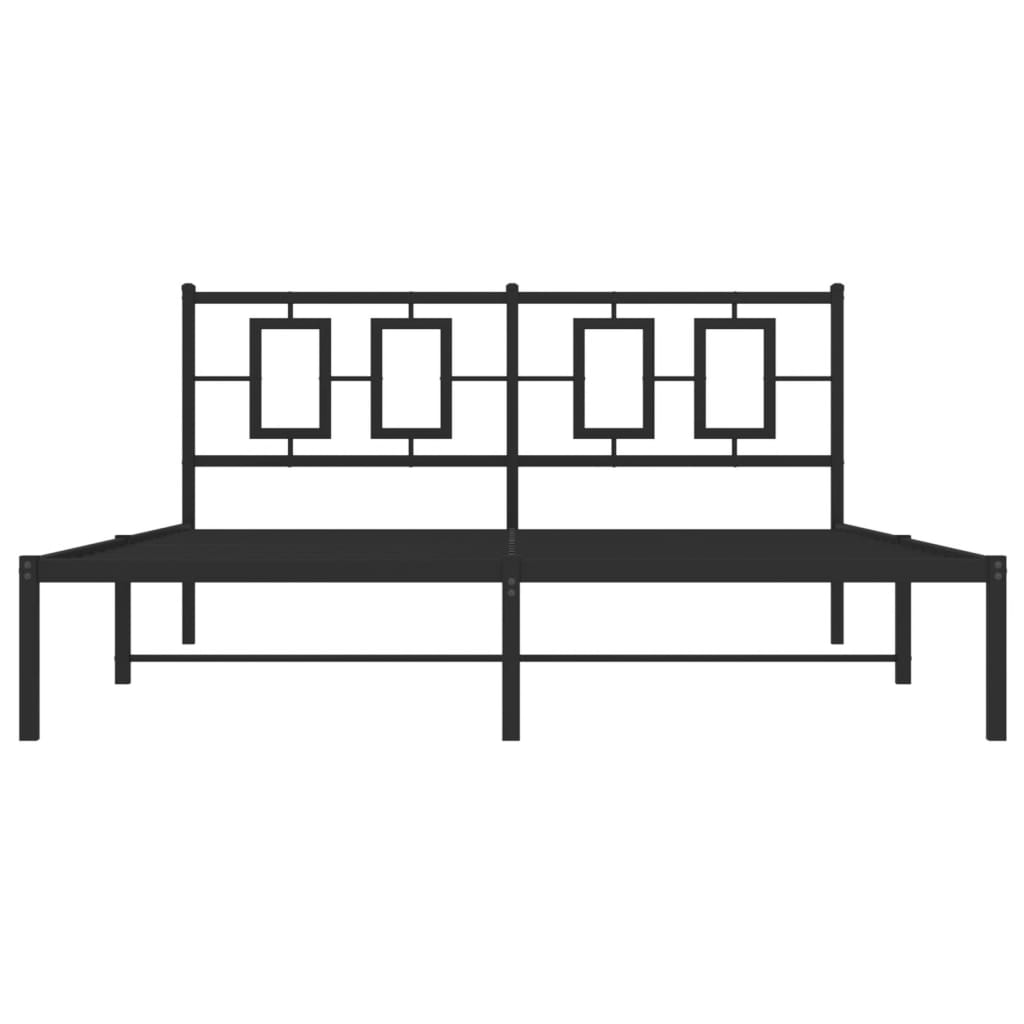 Bedframe met hoofdbord metaal zwart 150x200 cm is nu te koop bij PeponiXL, paradijselijk wonen!