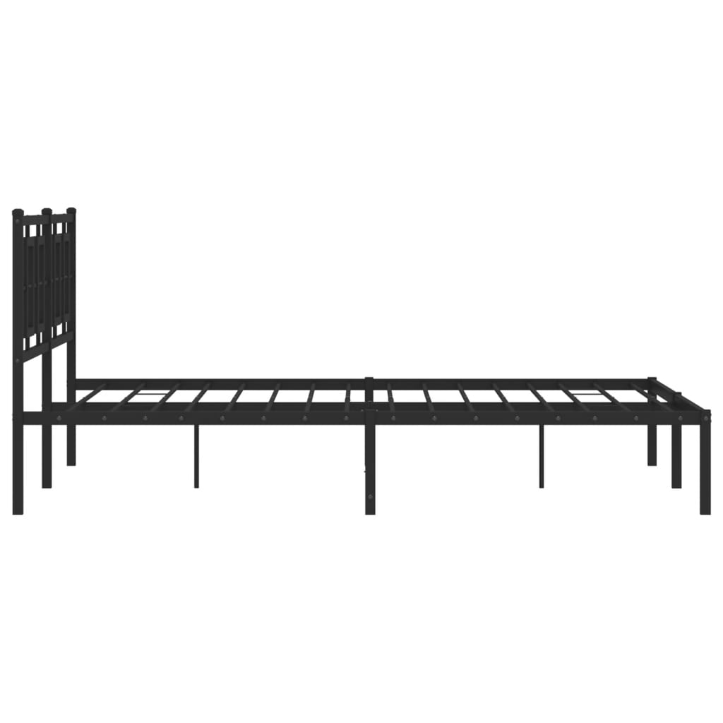 Bedframe met hoofdbord metaal zwart 150x200 cm is nu te koop bij PeponiXL, paradijselijk wonen!