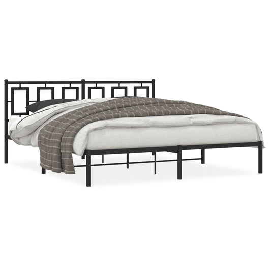 Bedframe met hoofdbord metaal zwart 183x213 cm is nu te koop bij PeponiXL, paradijselijk wonen!