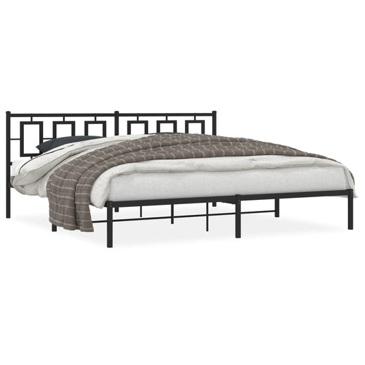 Bedframe met hoofdbord metaal zwart 193x203 cm is nu te koop bij PeponiXL, paradijselijk wonen!