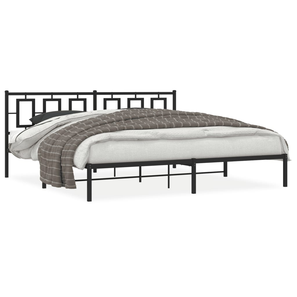 Bedframe met hoofdbord metaal zwart 200x200 cm is nu te koop bij PeponiXL, paradijselijk wonen!