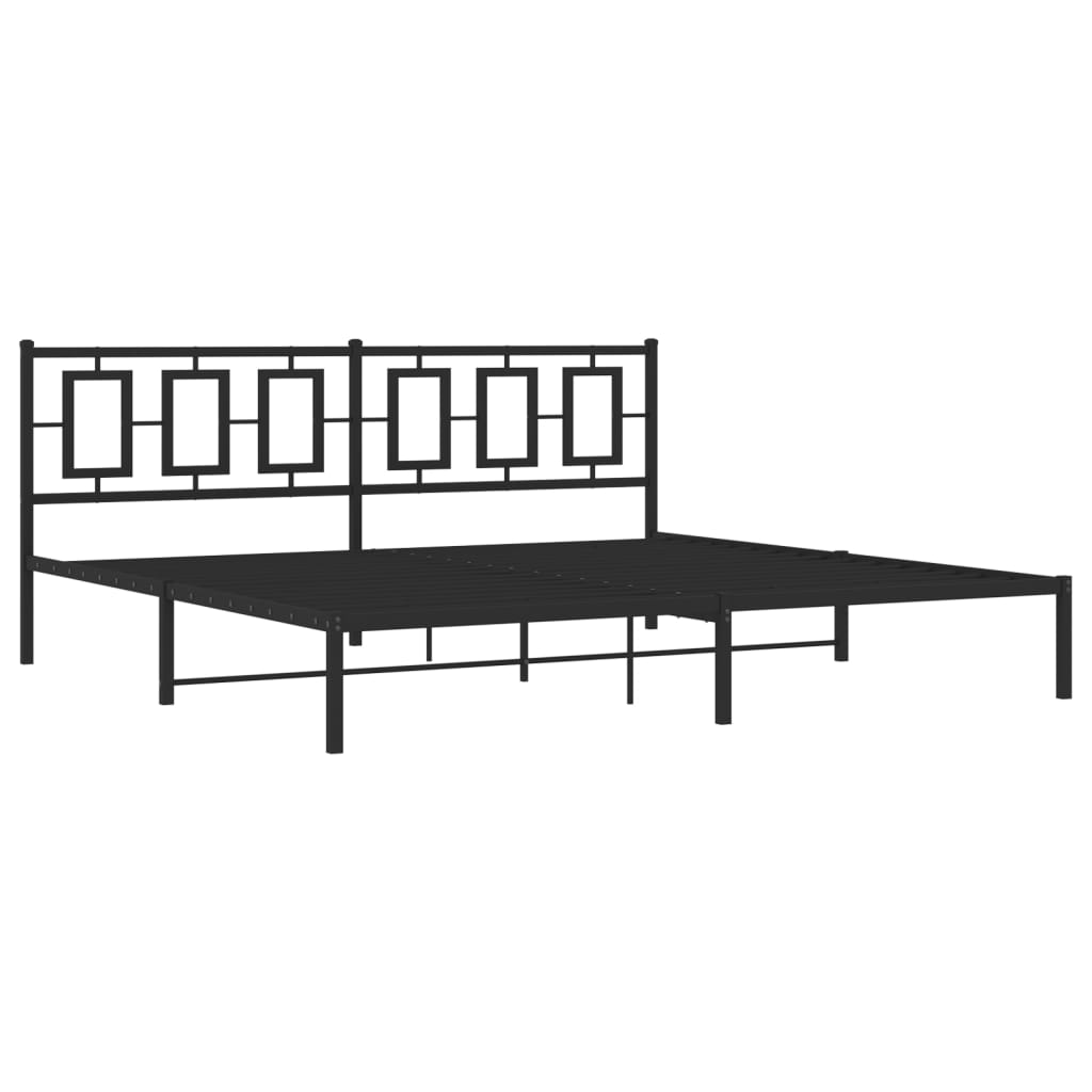 Bedframe met hoofdbord metaal zwart 200x200 cm is nu te koop bij PeponiXL, paradijselijk wonen!