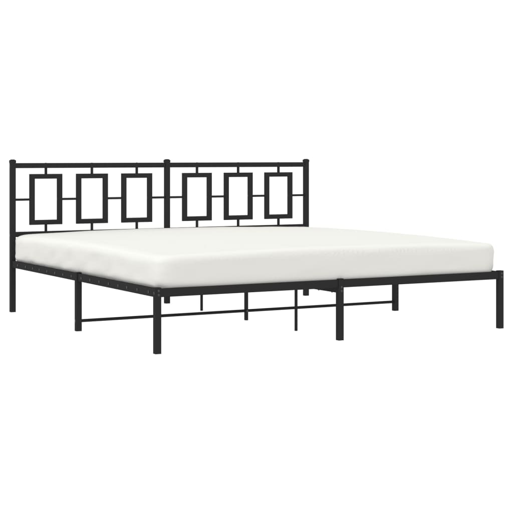 Bedframe met hoofdbord metaal zwart 200x200 cm is nu te koop bij PeponiXL, paradijselijk wonen!