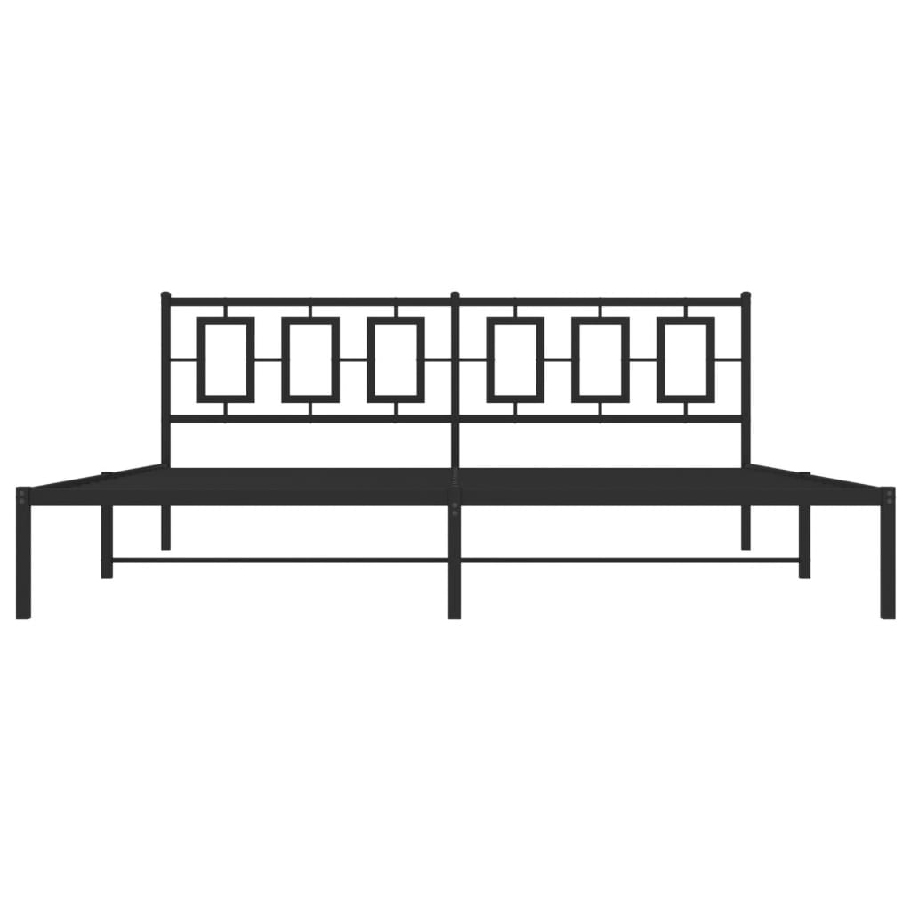 Bedframe met hoofdbord metaal zwart 200x200 cm is nu te koop bij PeponiXL, paradijselijk wonen!