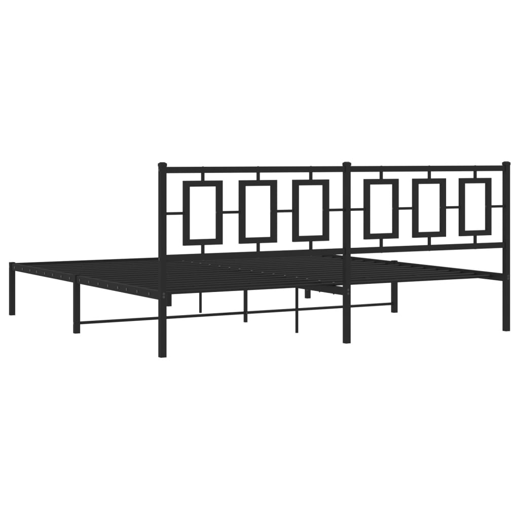 Bedframe met hoofdbord metaal zwart 200x200 cm is nu te koop bij PeponiXL, paradijselijk wonen!