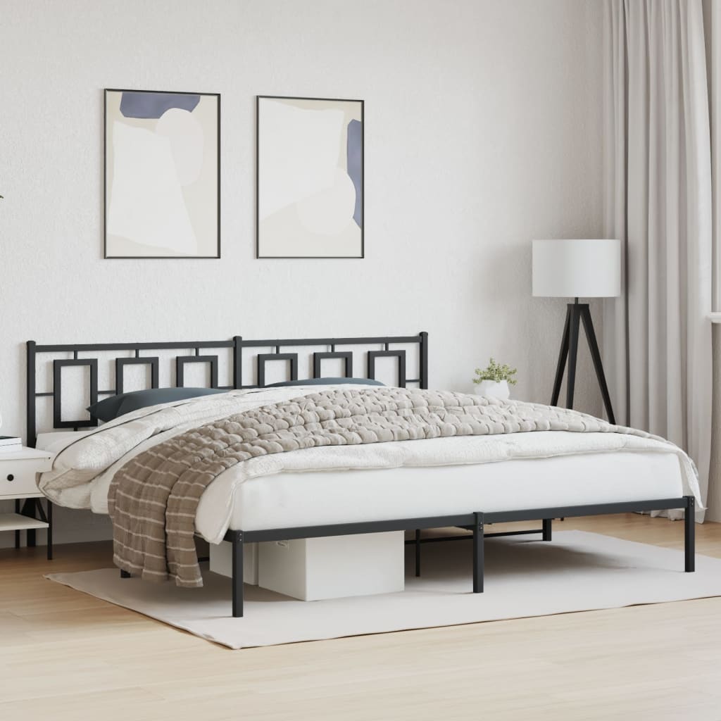 Bedframe met hoofdbord metaal zwart 200x200 cm is nu te koop bij PeponiXL, paradijselijk wonen!