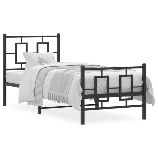 Bedframe met hoofd- en voeteneinde metaal zwart 75x190 cm is nu te koop bij PeponiXL, paradijselijk wonen!