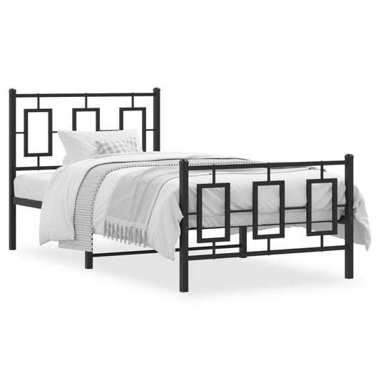 Bedframe met hoofd- en voeteneinde metaal zwart 90x190 cm is nu te koop bij PeponiXL, paradijselijk wonen!