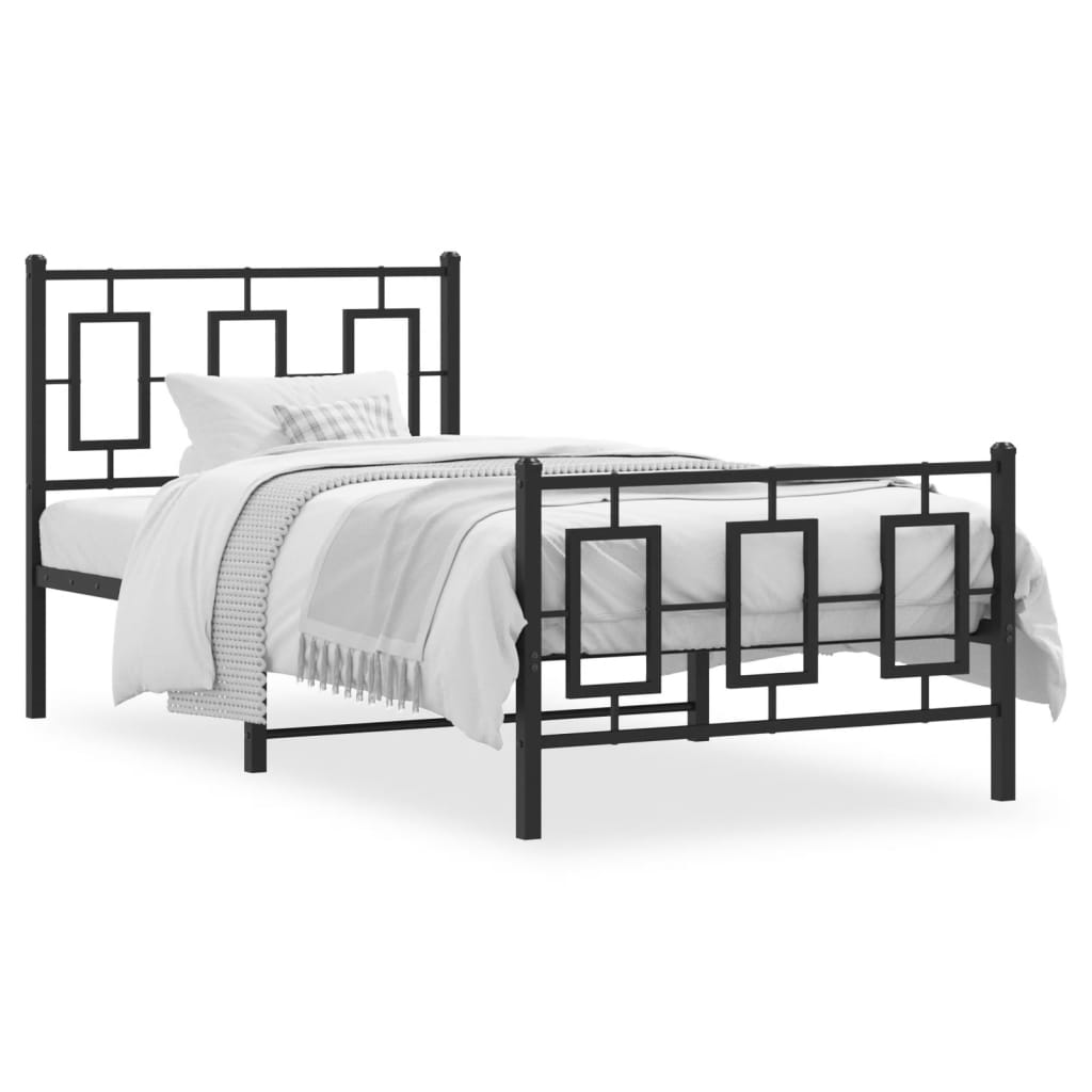 Bedframe met hoofd- en voeteneinde metaal zwart 90x200 cm is nu te koop bij PeponiXL, paradijselijk wonen!
