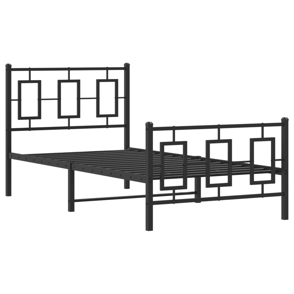 Bedframe met hoofd- en voeteneinde metaal zwart 90x200 cm is nu te koop bij PeponiXL, paradijselijk wonen!