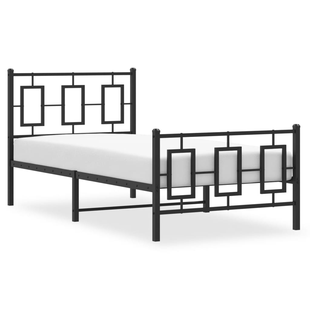 Bedframe met hoofd- en voeteneinde metaal zwart 90x200 cm is nu te koop bij PeponiXL, paradijselijk wonen!