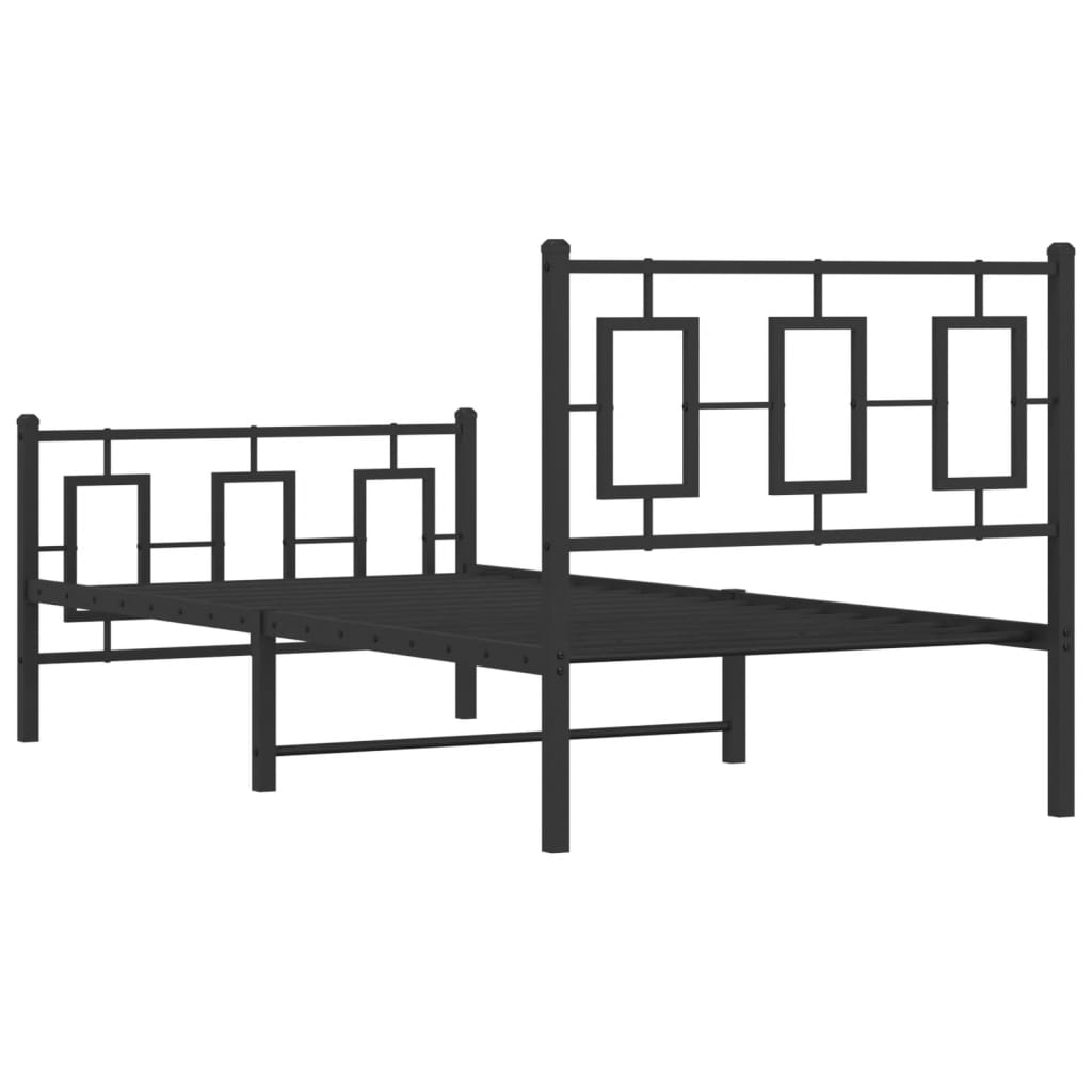 Bedframe met hoofd- en voeteneinde metaal zwart 90x200 cm is nu te koop bij PeponiXL, paradijselijk wonen!
