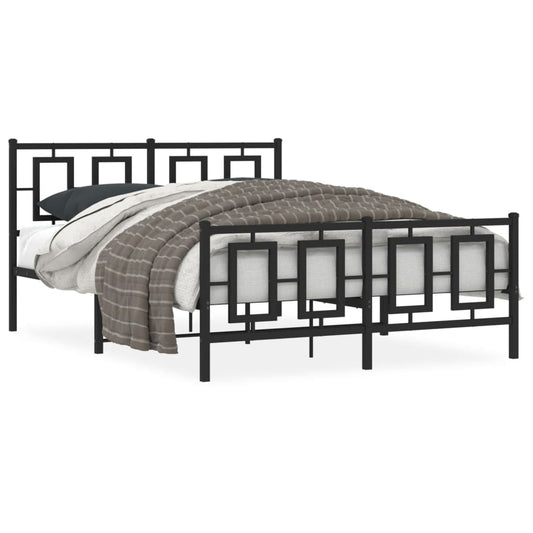 Bedframe met hoofd- en voeteneinde metaal zwart 135x190 cm is nu te koop bij PeponiXL, paradijselijk wonen!