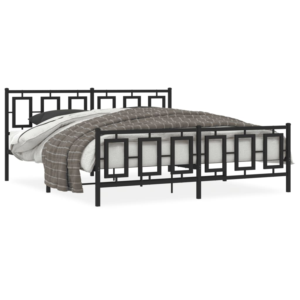 Bedframe met voetbord zonder matras metaal zwart 180x200 cm is nu te koop bij PeponiXL, paradijselijk wonen!