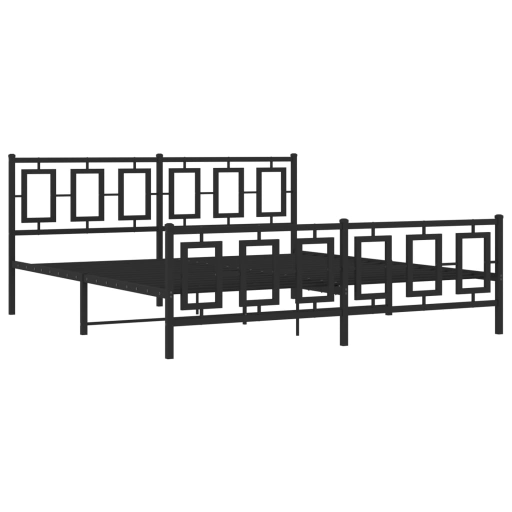 Bedframe met voetbord zonder matras metaal zwart 180x200 cm is nu te koop bij PeponiXL, paradijselijk wonen!