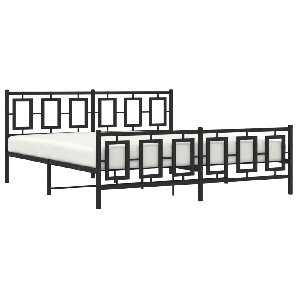 Bedframe met voetbord zonder matras metaal zwart 180x200 cm is nu te koop bij PeponiXL, paradijselijk wonen!