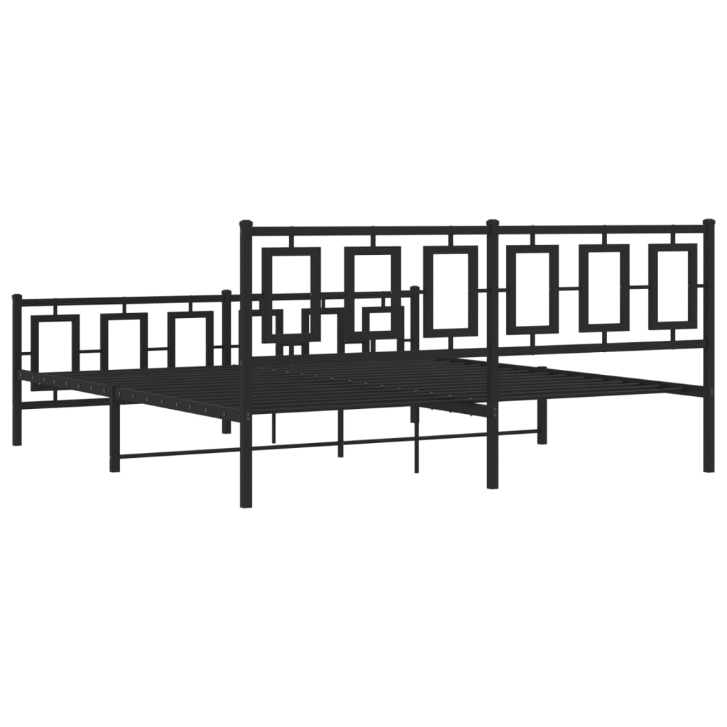 Bedframe met voetbord zonder matras metaal zwart 180x200 cm is nu te koop bij PeponiXL, paradijselijk wonen!