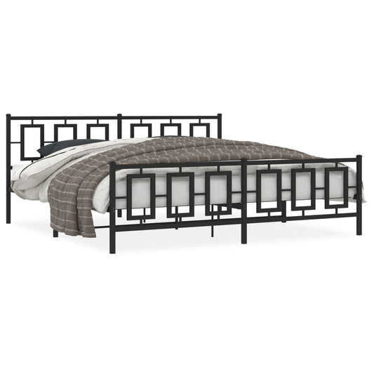 Bedframe met hoofd- en voeteneinde metaal zwart 193x203 cm is nu te koop bij PeponiXL, paradijselijk wonen!