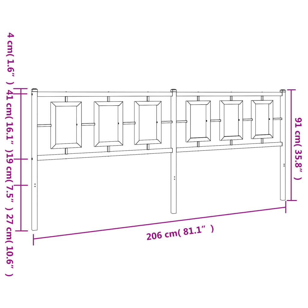 Vervangend hoofdbord 200 cm metaal zwart is nu te koop bij PeponiXL, paradijselijk wonen!