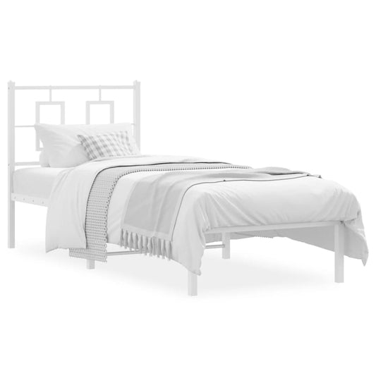 Bedframe met hoofdbord zonder matras metaal wit 75x190 cm is nu te koop bij PeponiXL, paradijselijk wonen!