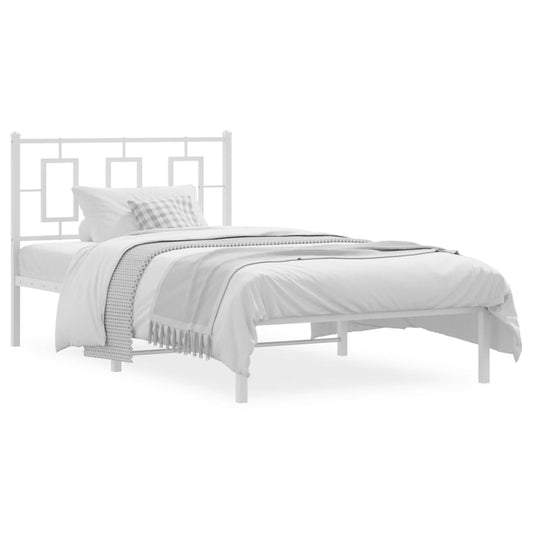 Bedframe met hoofdbord metaal wit 100x190 cm is nu te koop bij PeponiXL, paradijselijk wonen!