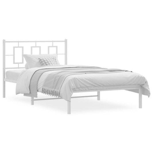 Bedframe met hoofdbord metaal wit 107x203 cm is nu te koop bij PeponiXL, paradijselijk wonen!