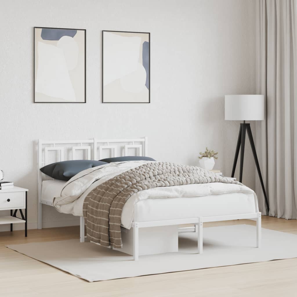 Bedframe met hoofdbord metaal wit 120x190 cm is nu te koop bij PeponiXL, paradijselijk wonen!