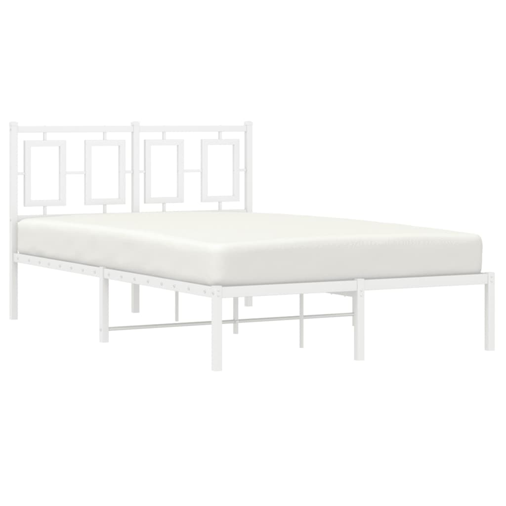 Bedframe met hoofdbord metaal wit 120x190 cm is nu te koop bij PeponiXL, paradijselijk wonen!